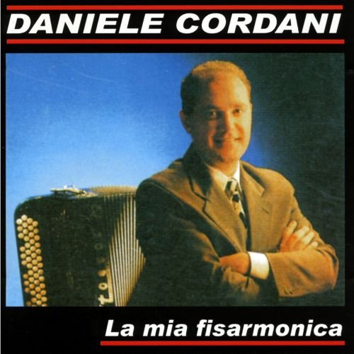 CD cover featuring Daniele Cordani with his accordion, blue background.