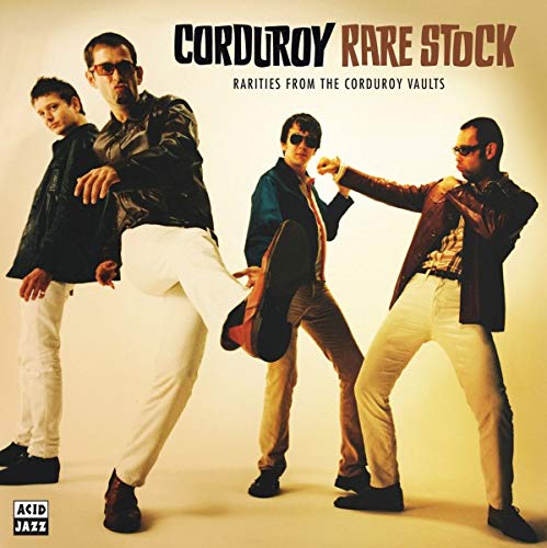 CD cover for Corduroy’s “Rare Stock” featuring four men in retro clothing.