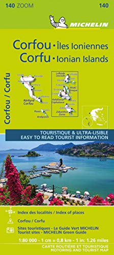 Michelin Zoom Map of Corfu and the Ionian Islands, showing coastal views.