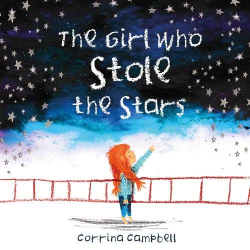Book cover: girl with red hair reaching for stars against a night sky.