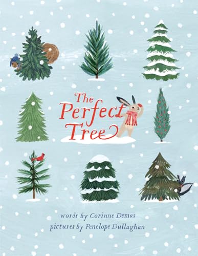 Book cover with illustrated evergreen trees, animals, and red title text.