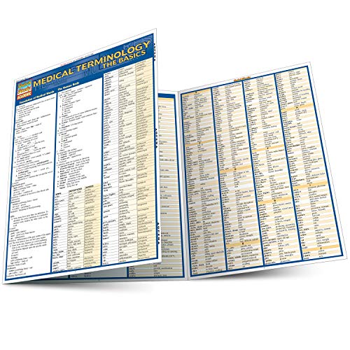 "Folded chart titled 'Medical Terminology: The Basics' with multiple columns of text."