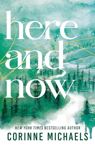 Book cover with watercolor forest scene and large white text: “here and now”.
