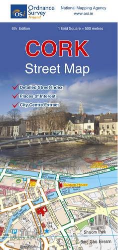 Cover of a detailed street map of Cork, Ireland, with city skyline.