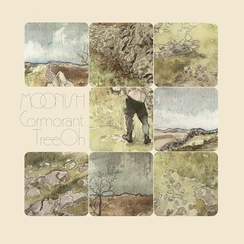 Album cover with nine watercolor landscape panels and text “Moonish Cormorant TreeOh”.