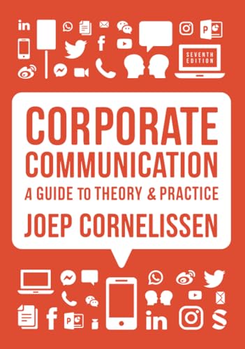 Book cover titled Corporate Communication by Joep Cornelissen with white social media icons on orange.