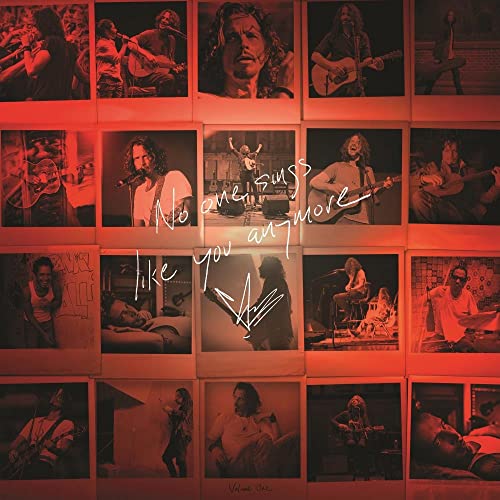 Album cover with Chris Cornell portraits arranged like Polaroid photos.