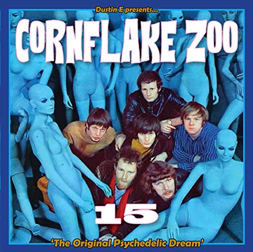 CD cover for "Cornflake Zoo Volume 15" featuring blue figures and a band.