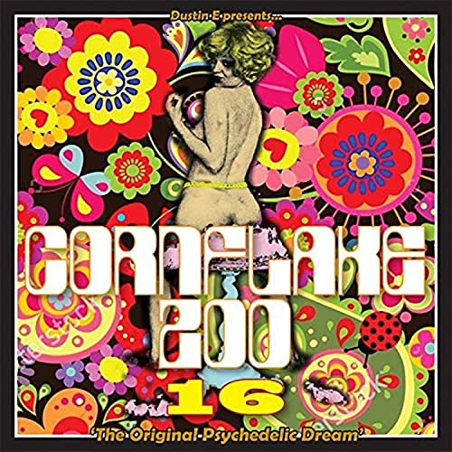 Psychedelic album cover with a nude figure amid colorful floral patterns.