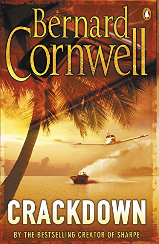 Book cover: "Crackdown" by Bernard Cornwell, with a tropical sunset scene.
