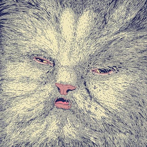 Sketch-like portrait of a lion’s face with detailed fur texture.