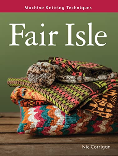Book cover featuring stacked, colorful Fair Isle knitted fabrics and a pom-pom.