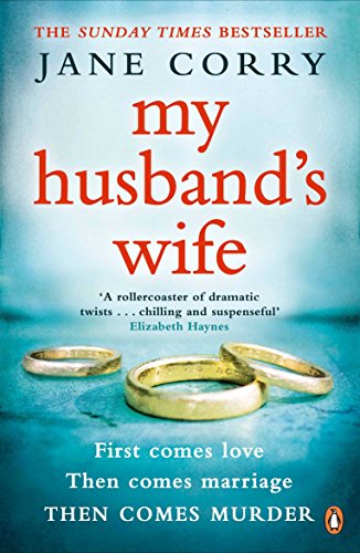 Book cover for My Husband's Wife by Jane Corry featuring three gold wedding rings.