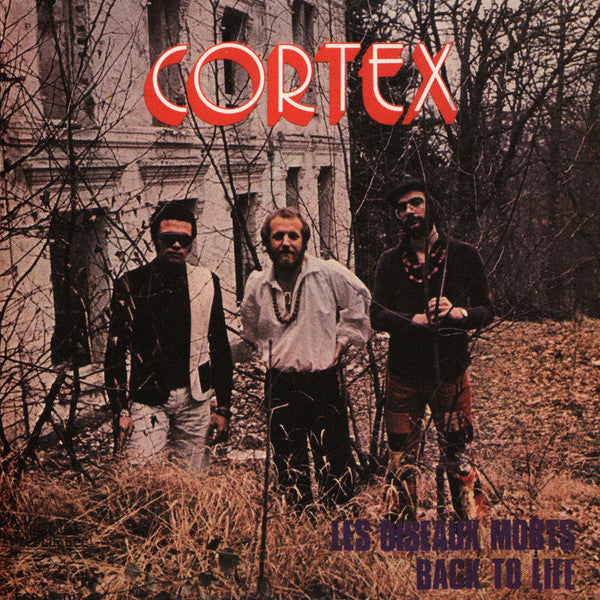 Vinyl album cover for Cortex featuring three men in front of a building.
