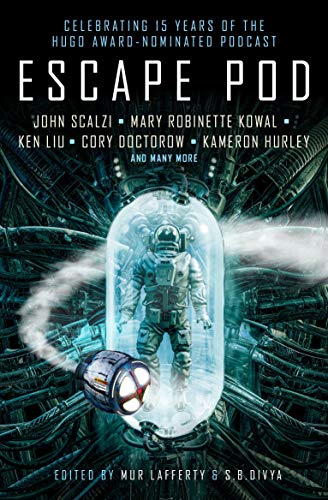 Book cover showing an astronaut in a glowing pod against a dark mechanical background.
