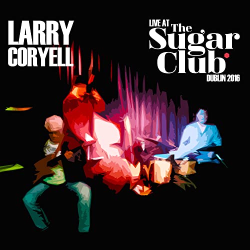 Larry Coryell album cover: colorful, stylized image of musicians performing.