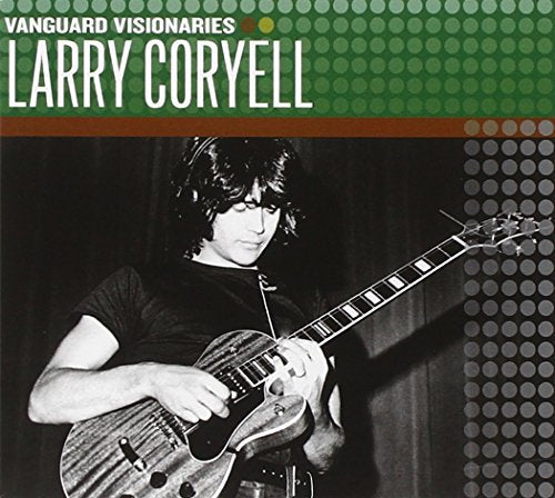 Larry Coryell album cover featuring a black and white photo of him with a guitar.