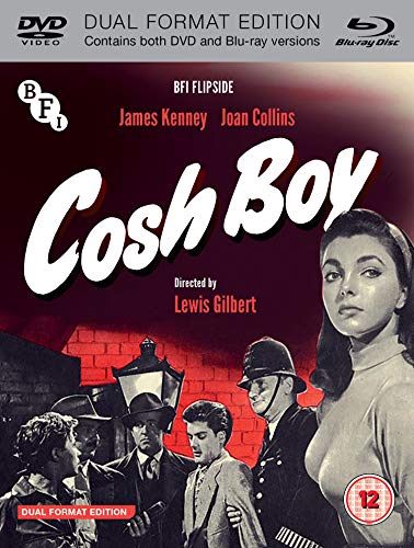 "Cosh Boy" Blu-ray cover featuring a black-and-white image with red accents and text.