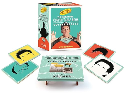 Seinfeld" miniature book set with Kramer on cover and character coasters.