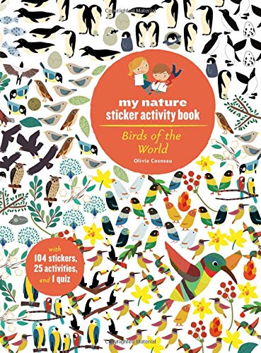 Children’s sticker activity book featuring colorful illustrations of various birds.
