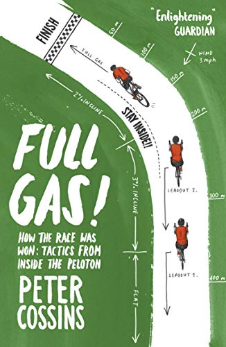 Book cover: illustrated cyclists on a curving road, text "Full Gas".