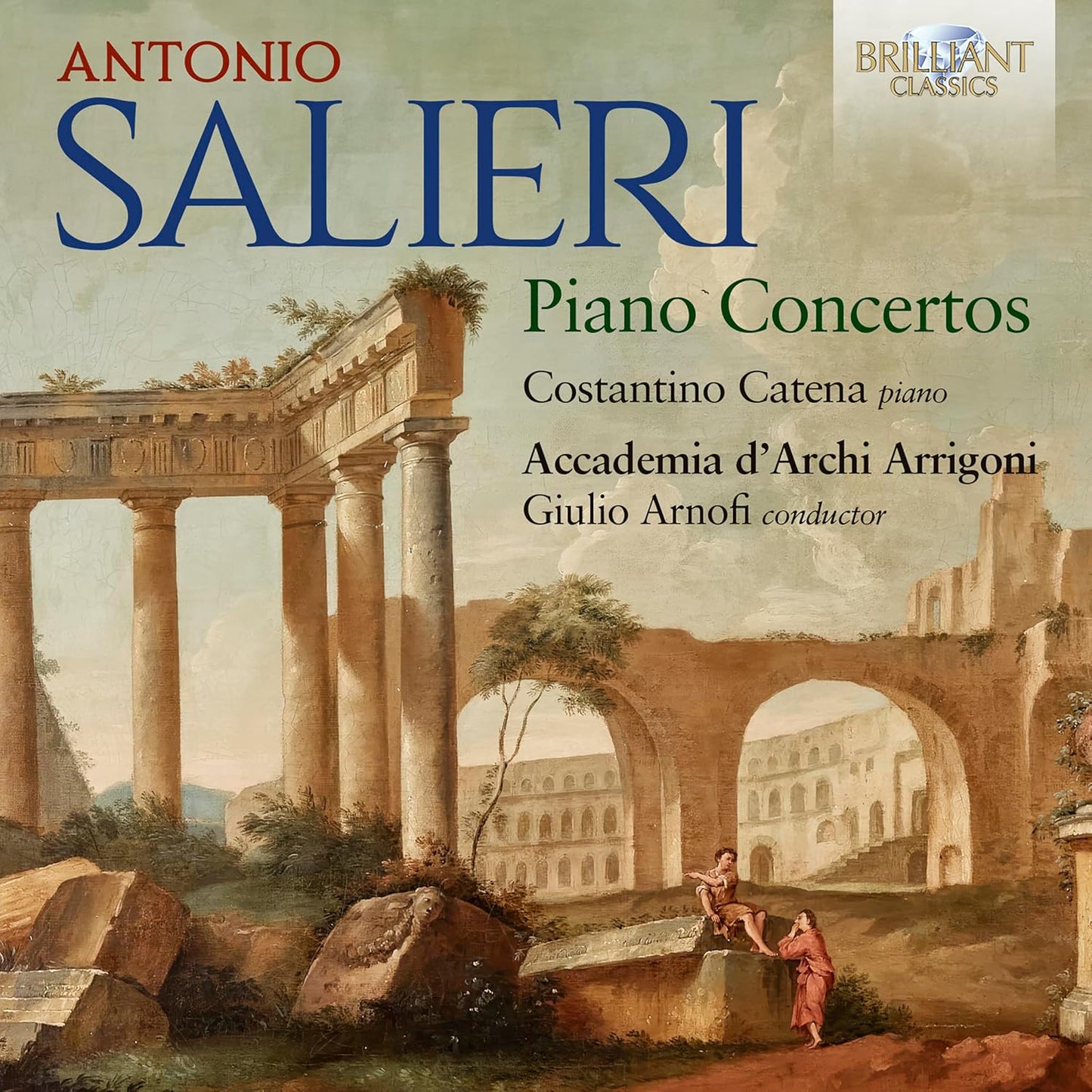 CD cover for Salieri Piano Concertos featuring classical architecture.