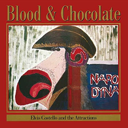 Album cover for Elvis Costello’s “Blood & Chocolate” with abstract art.