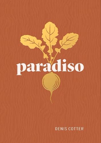 Book cover: "Paradiso" with illustration of a radish and leaves.