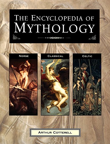 Book cover for “Encyclopedia of Mythology” featuring Norse, Classical, and Celtic art.