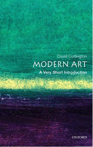 Book cover: "Modern Art" with textured green, yellow, and purple background.