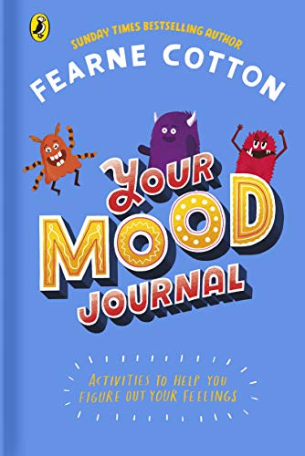 Blue journal cover with colorful monster illustrations and bold text.