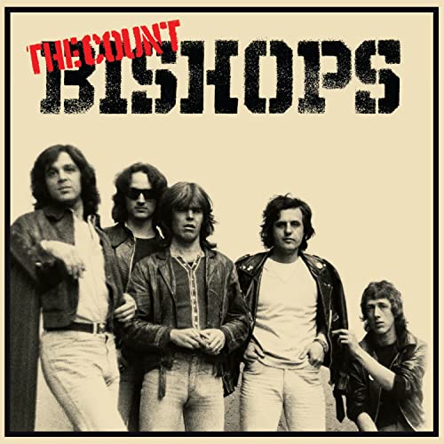 The Count Bishops album cover featuring a band portrait in sepia tones.