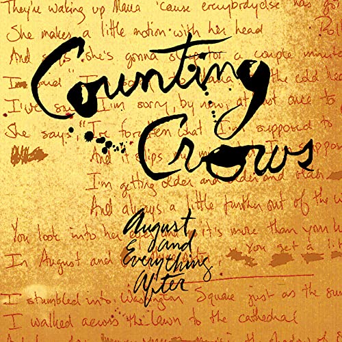 CD cover for Counting Crows’ “August & Everything After” with handwritten text.