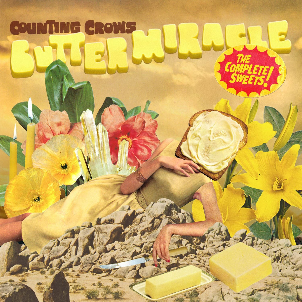 Counting Crows' "Butter Miracle" album cover with surreal bread and butter imagery.