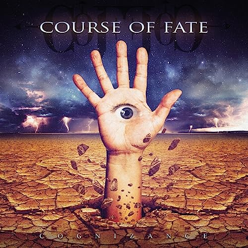 Album cover: hand with an eye emerging from cracked earth.