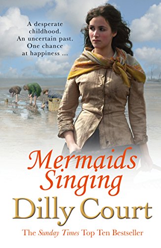 Book cover: woman in vintage clothing, seaside background, title "Mermaids Singing".