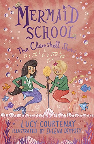 Book cover: two mermaid girls with fish and coral background.