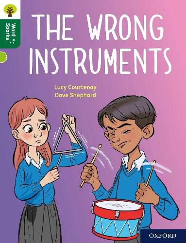 Book cover: two children with musical instruments, titled “The Wrong Instruments.”