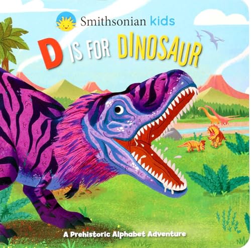 Book cover with a purple dinosaur, mountains, and other dinosaurs.