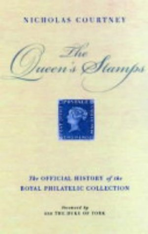 Book cover titled The Queen's Stamps with a blue postage stamp illustration.