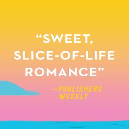 A Publishers Weekly quote on a yellow, pink, and blue gradient background.