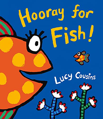Book cover featuring a large orange polka-dot fish, a small fish, and colorful seaweed.