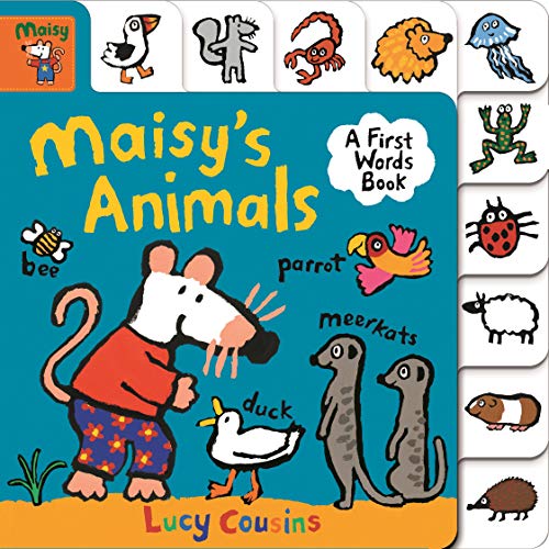 “Maisy’s Animals” book cover with colorful illustrations of various animals.