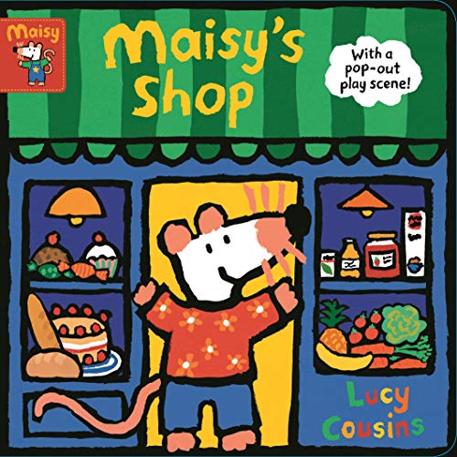 Children's book cover featuring Maisy the mouse in a colorful shop scene.