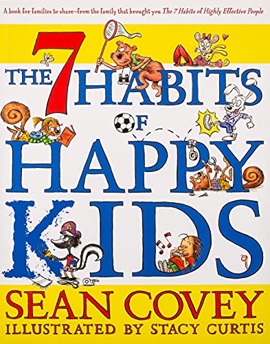 Book cover for The 7 Habits of Happy Kids featuring cartoon animal characters.