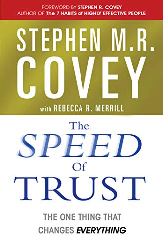 Book cover for The Speed of Trust by Stephen M.R. Covey with white background.