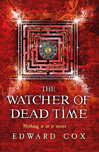 Book cover with a red, textured background and a maze-like symbol.