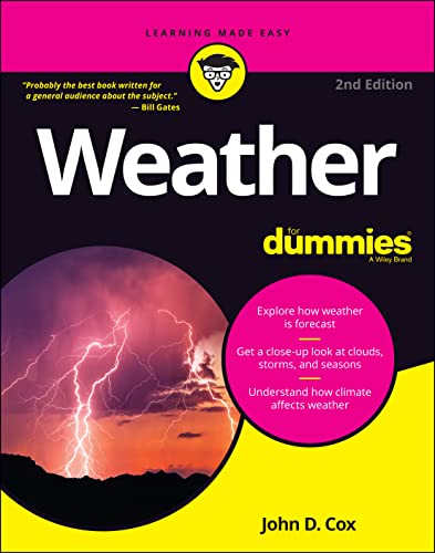 Book cover for "Weather For Dummies," 2nd edition, with a storm image.