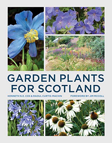 Book cover featuring colorful garden flowers and plants for Scotland.
