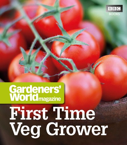 Book cover with ripe tomatoes and text: "Gardeners' World: First Time Veg Grower".